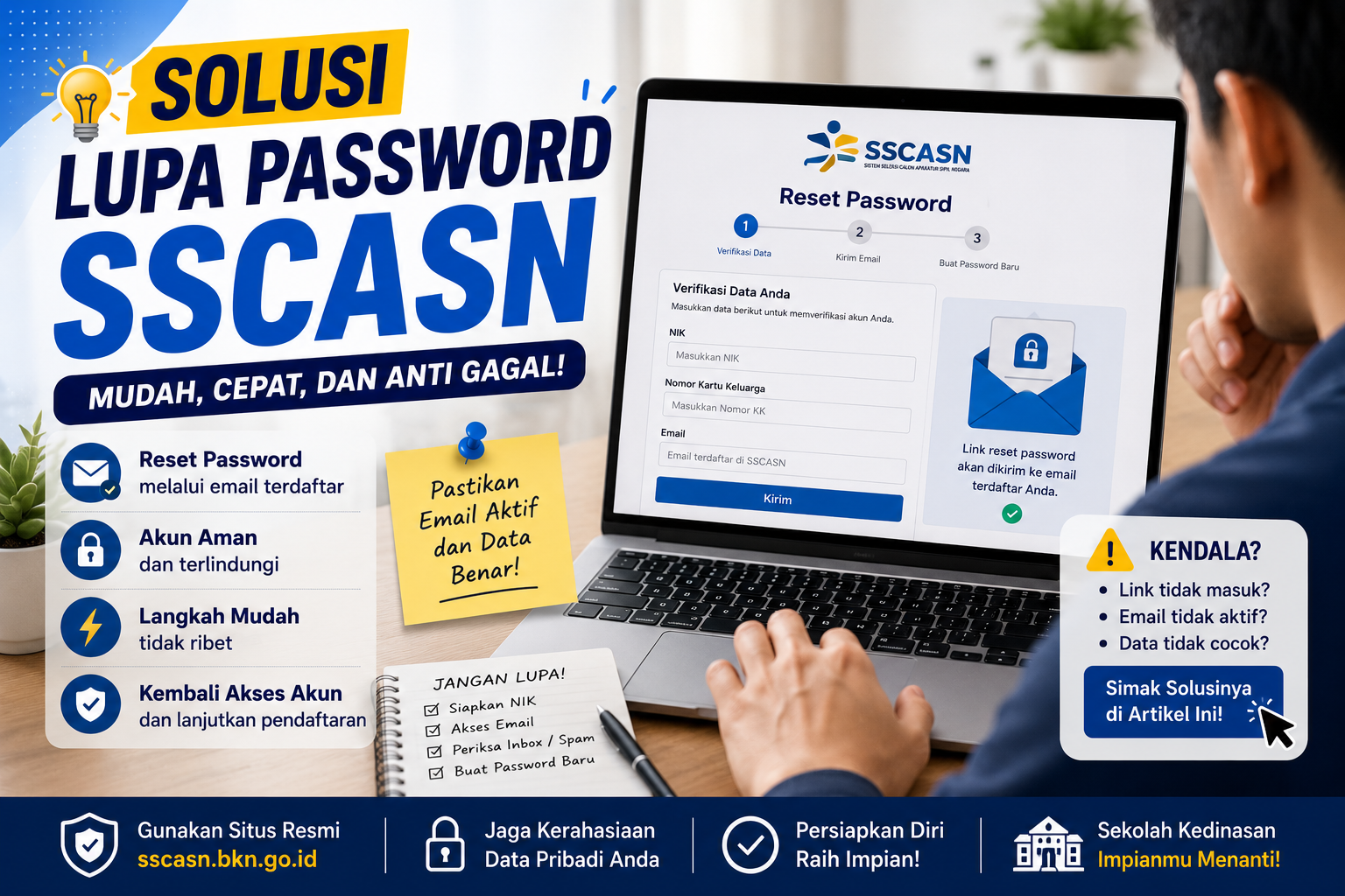 Panduan reset password SSCASN untuk peserta sekolah kedinasan dan CPNS dengan langkah mudah dan aman.
