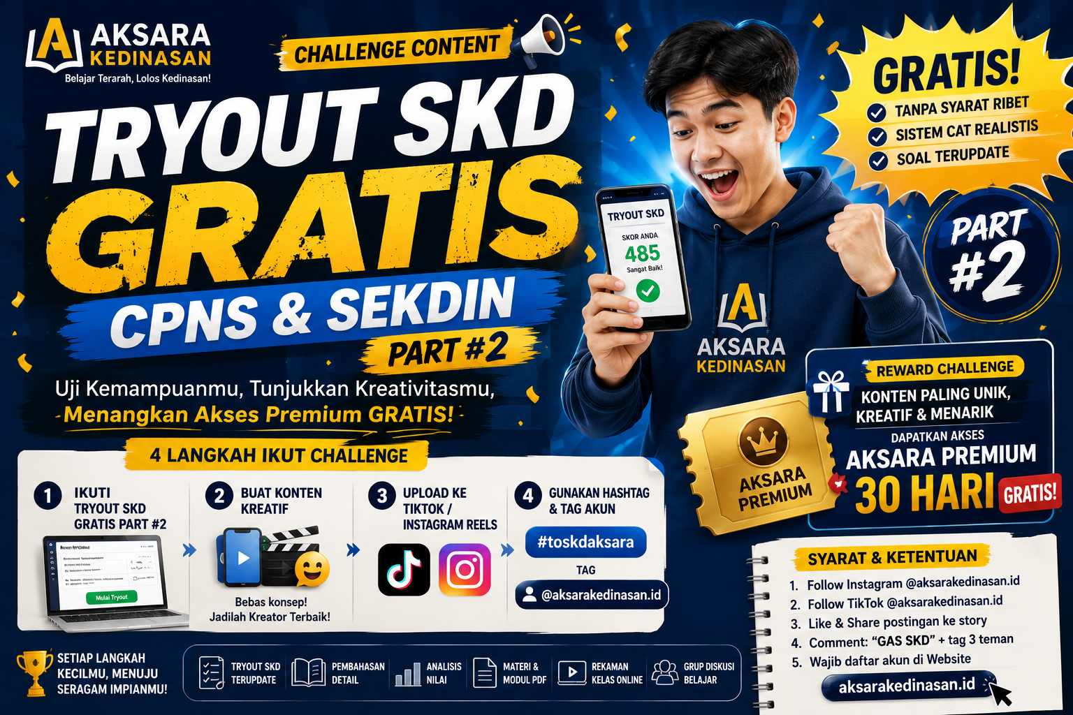 Ikuti Tryout SKD GRATIS Part #2 dari Aksara Kedinasan ID dan menangkan akses premium gratis untuk persiapan CPNS & Sekolah Kedinasan.